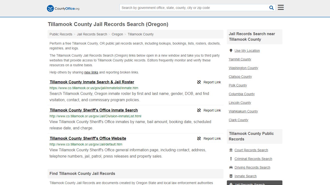 Tillamook County Jail Records Search (Oregon) - County Office