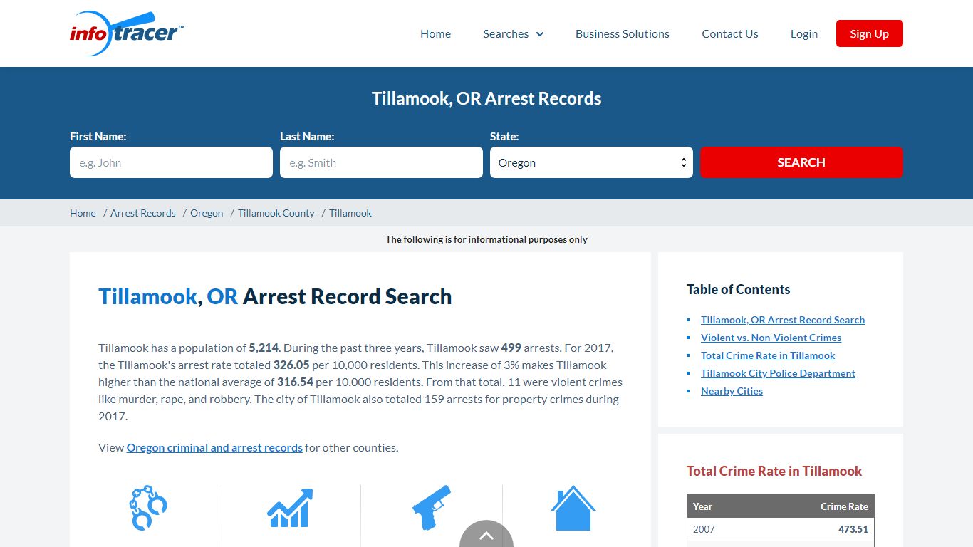 Search Tillamook, OR Arrest Records Online - InfoTracer